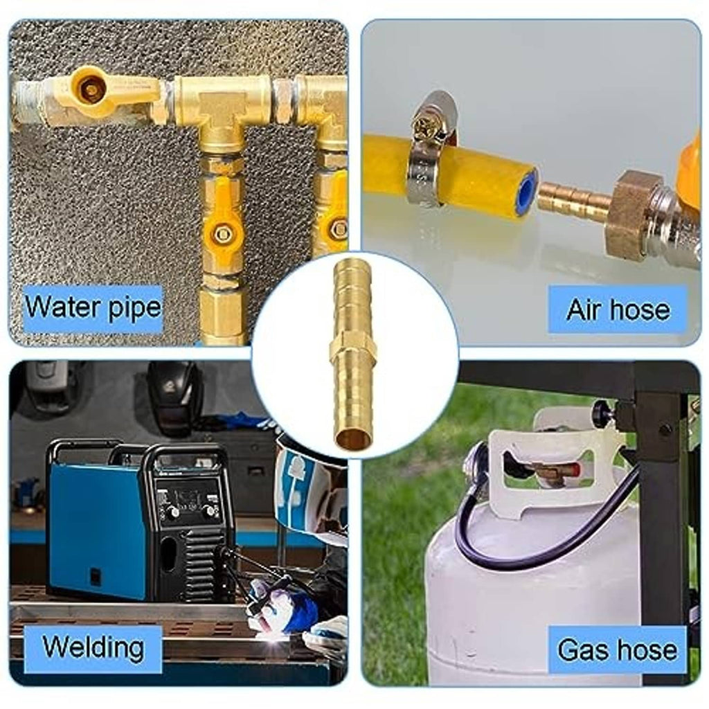 Brass straight barbed gas hose connector with quick coupler, 6mm male end