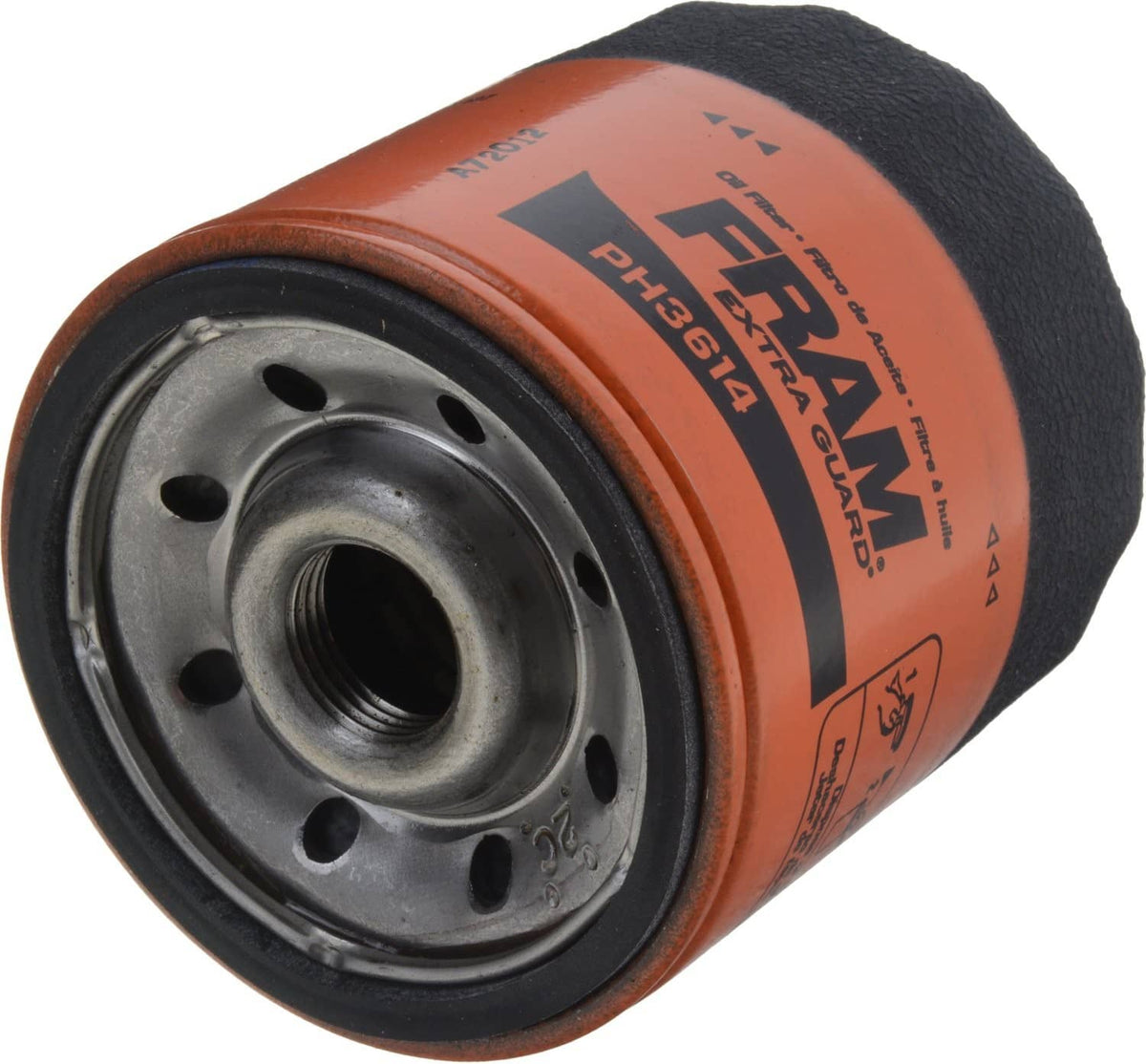 FRAM Extra Guard oil filter base with metal center and orange ring, PH3614