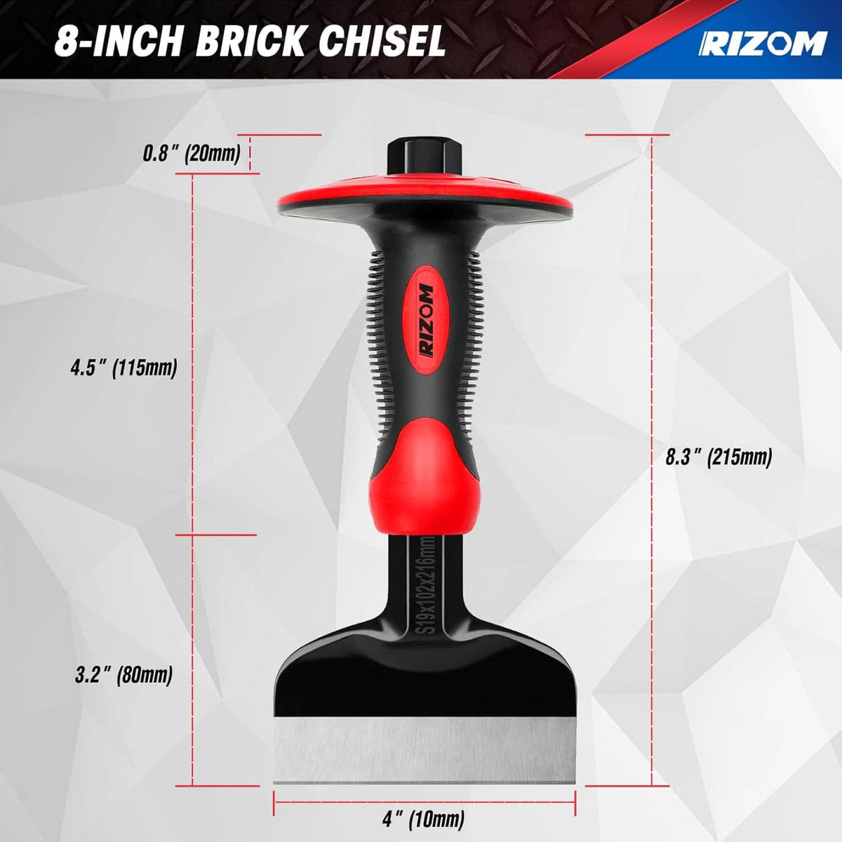 8-inch brick chisel with red top and black handle
