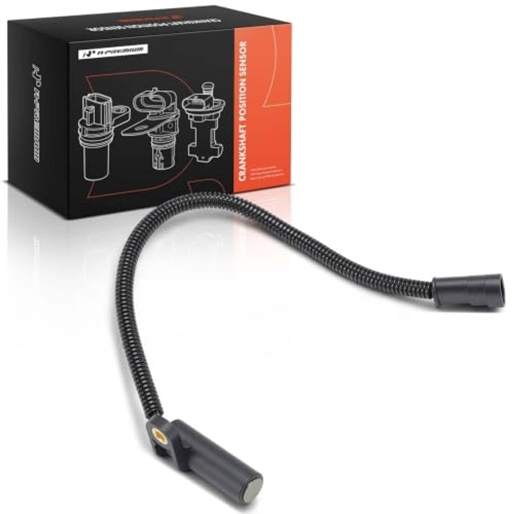 Crankshaft position sensor with ribbed cable and gray sensor body, two-pin plug