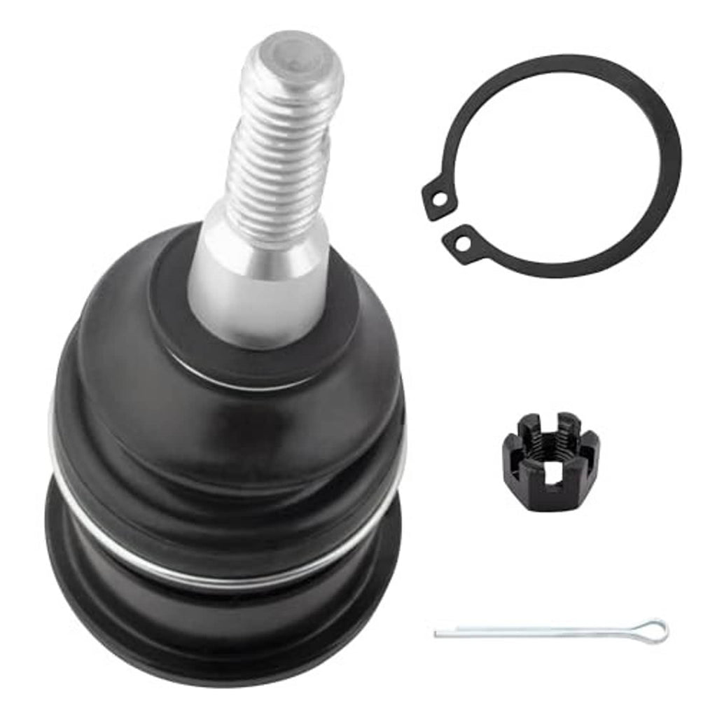 Single front ball joint with black boot, threaded stud, seal ring and clip