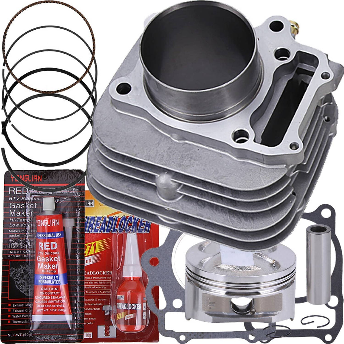 Cylinder and piston top end rebuild parts with gasket pieces and compression rings