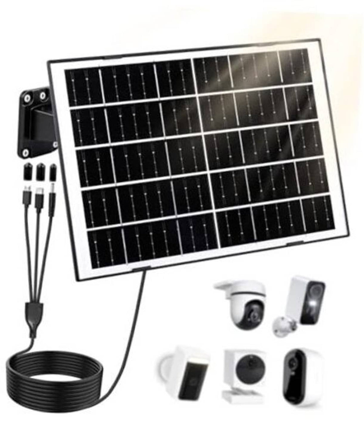 8W solar panel charger for security cameras with cable and mounting bracket