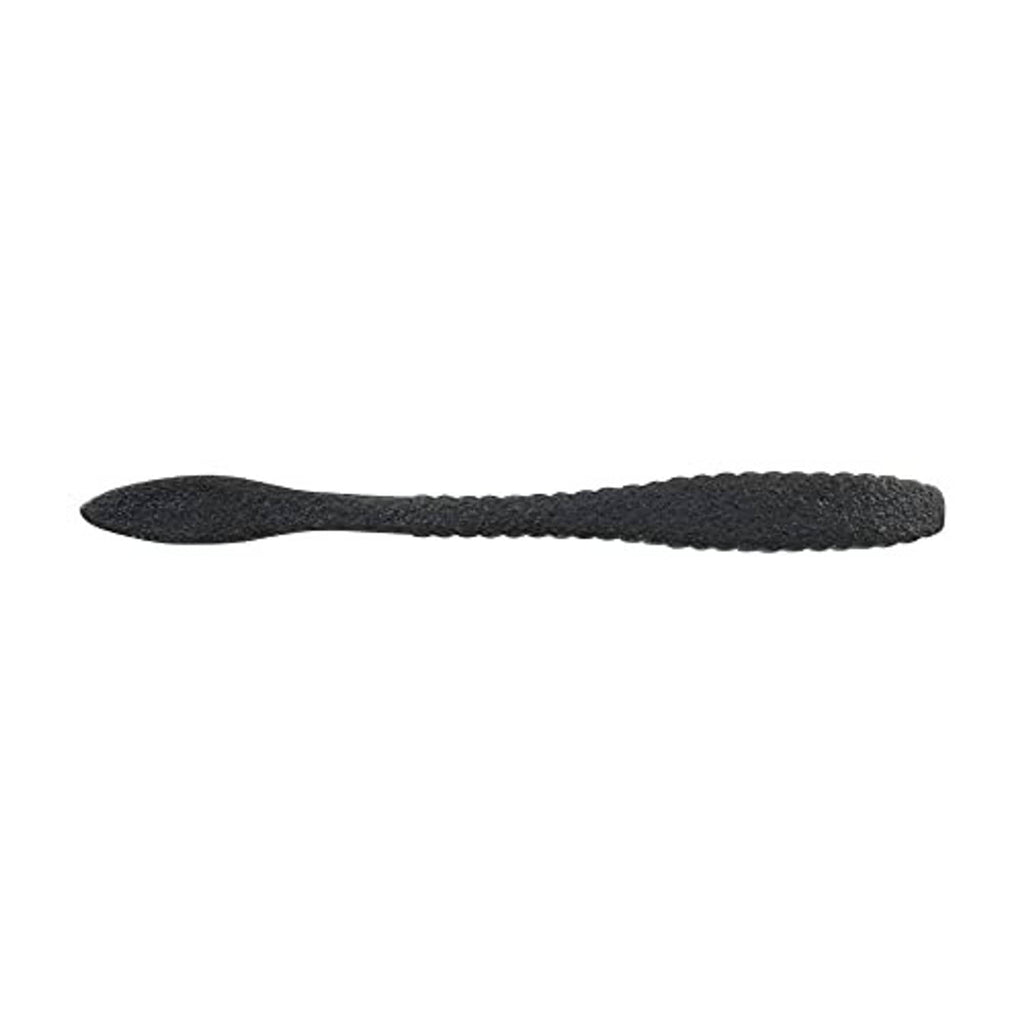 Soft black fishing hook bait, realistic textured worm shape