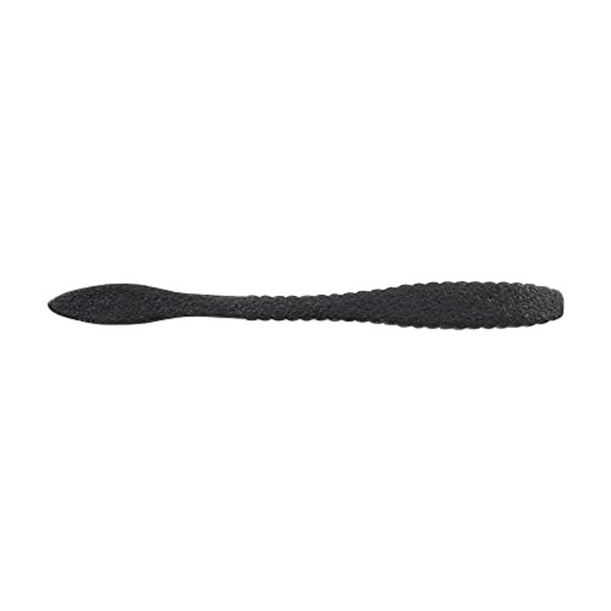Soft black fishing hook bait, realistic textured worm shape