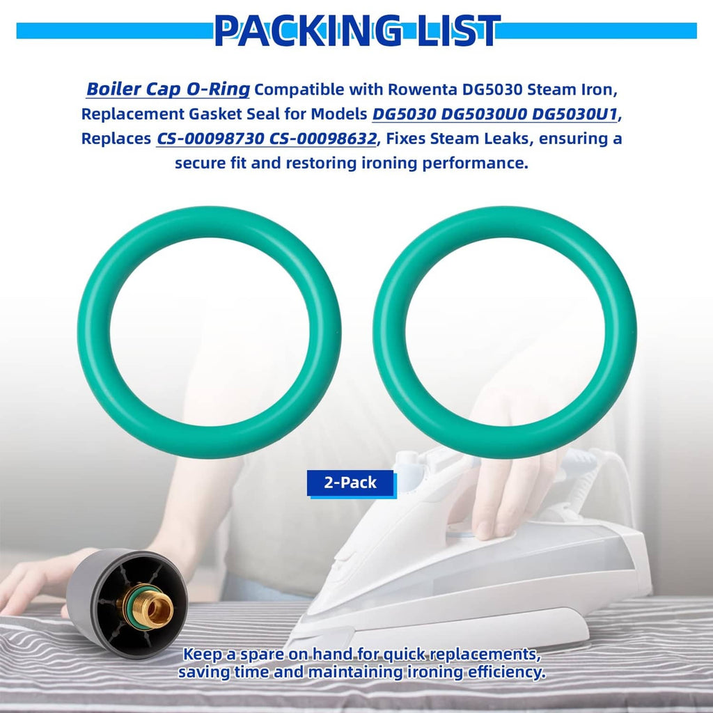 Two green steam boiler cap O-ring gasket seals for replacement, pair set