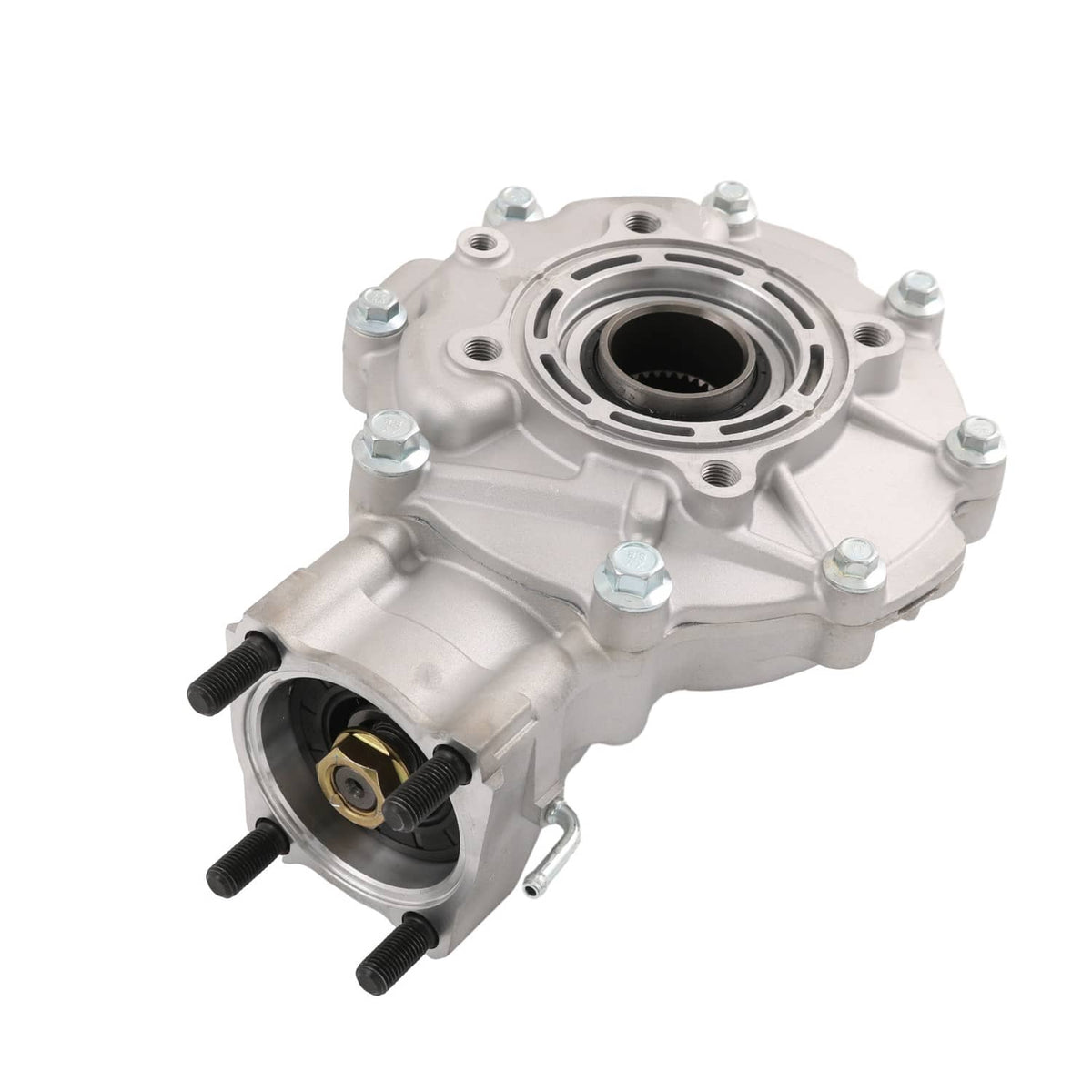 Rear differential wheel hub assembly with bearing housing and axle shaft stub