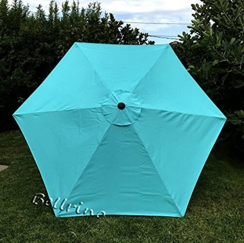 Peacock blue 9 ft umbrella canopy with central button and vent panel
