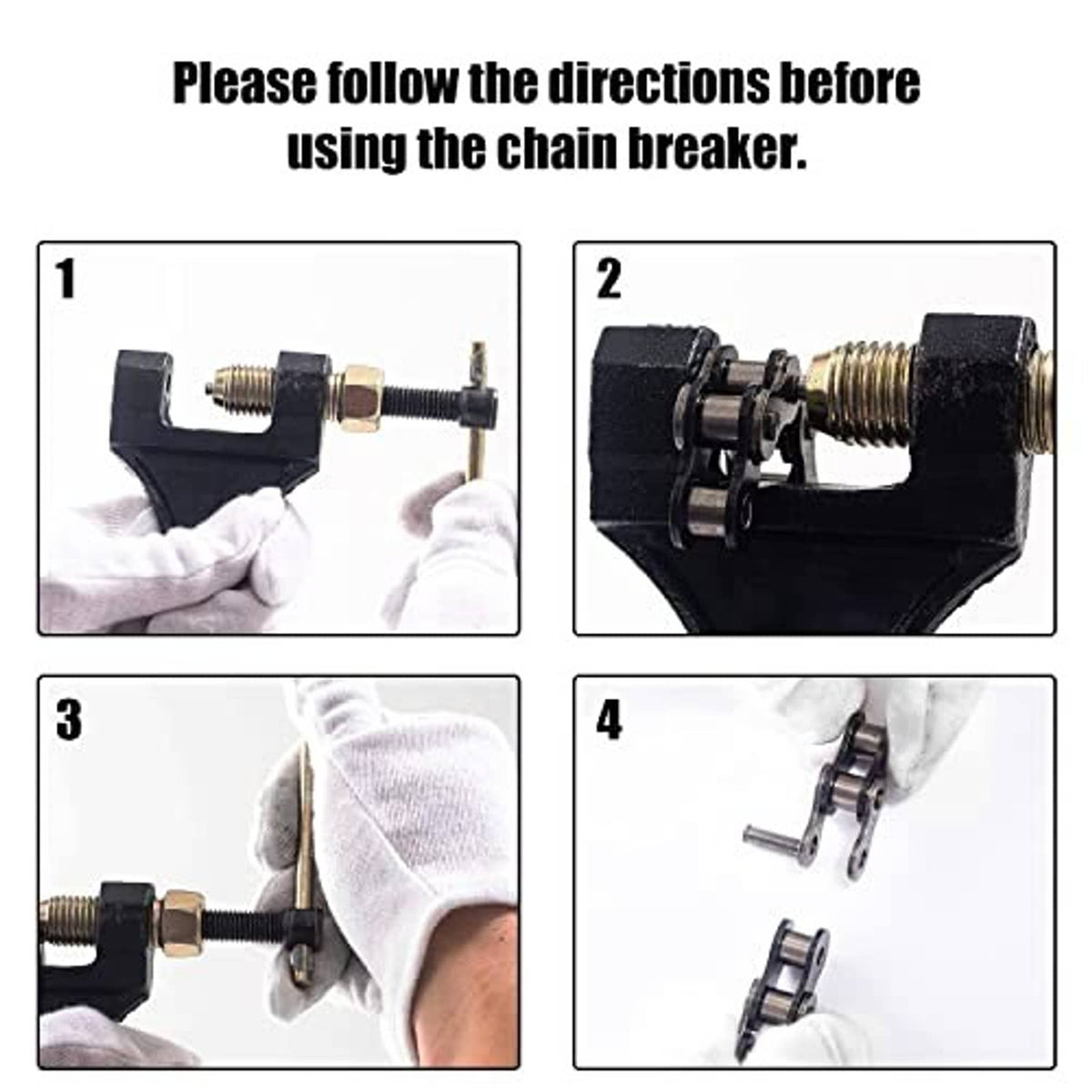 Chain breaker tool with clamp head and handle bar for pressing out chain pins