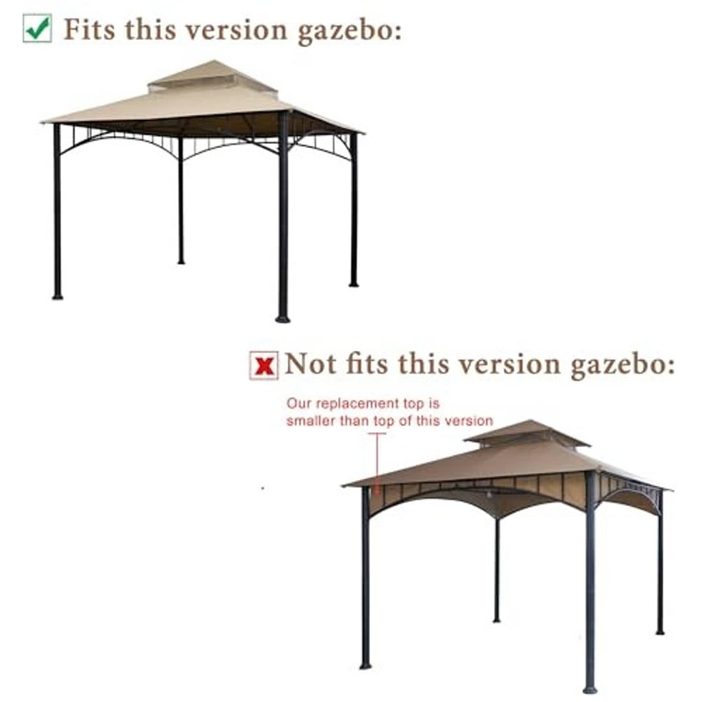 Light beige gazebo replacement roof canopy on metal frame with arched side openings