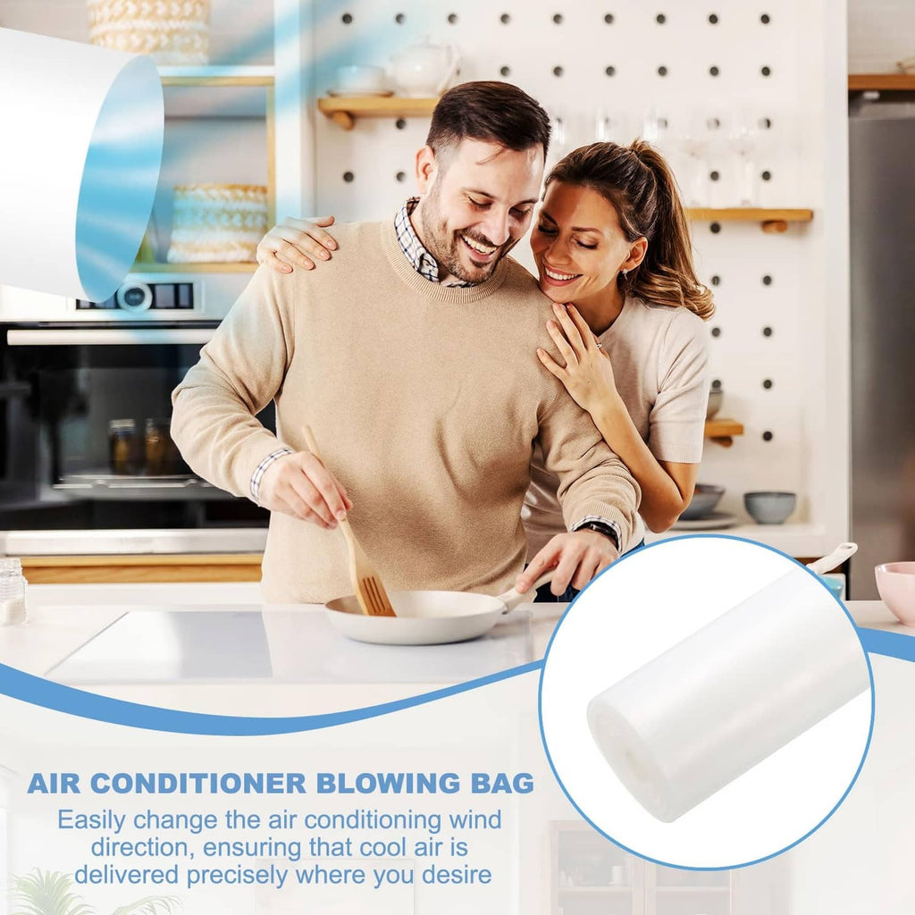 Flexible clear air conditioner blowing bag in roll form, portable airflow duct