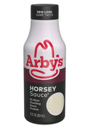Arby's Horsey Sauce bottle, 12 fl oz, creamy horseradish sauce squeeze container