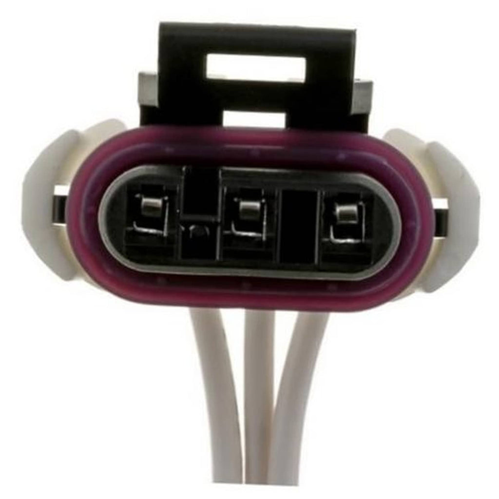 Throttle body actuator wiring pigtail connector with black housing and purple wire ring