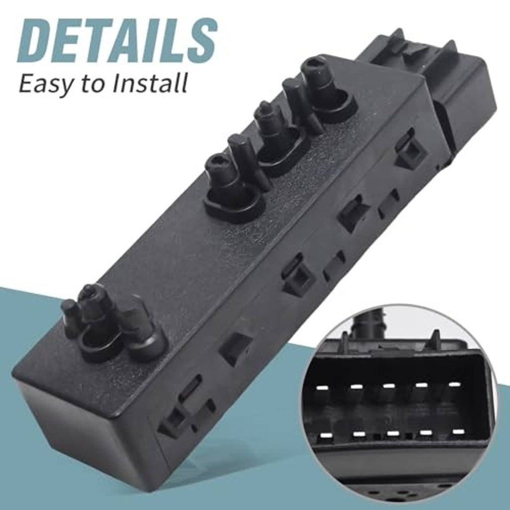 Power seat switch control module showing install holes and bank of black button knobs