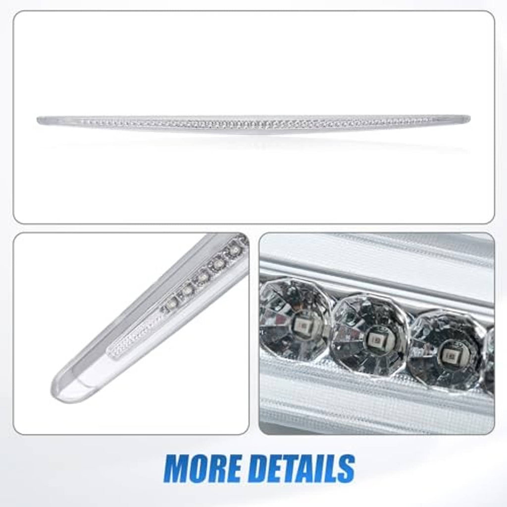 Clear LED third brake light bar with silver trim, single-piece view