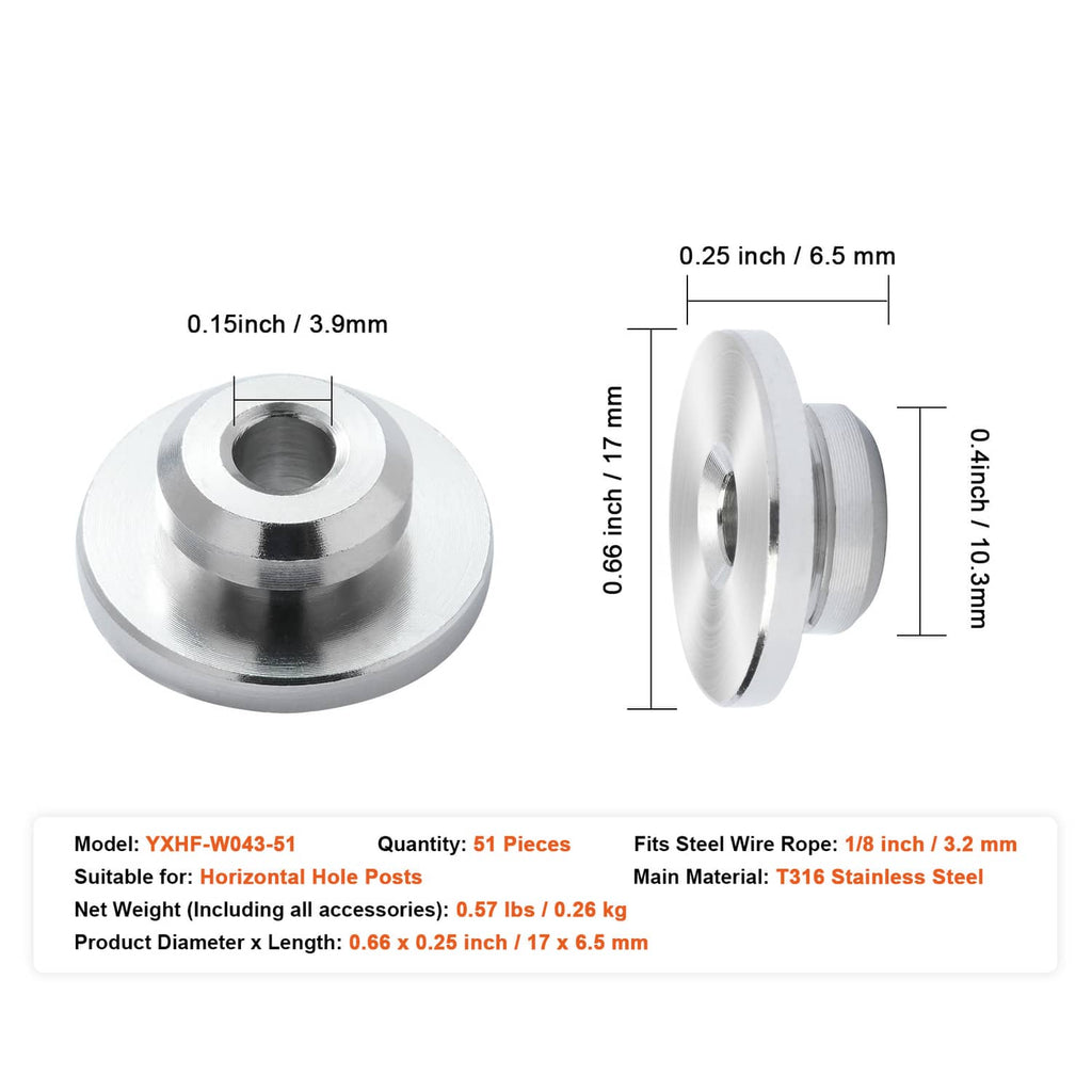 Stainless steel wheel protector sleeves with dimensions diagram, 51 pieces