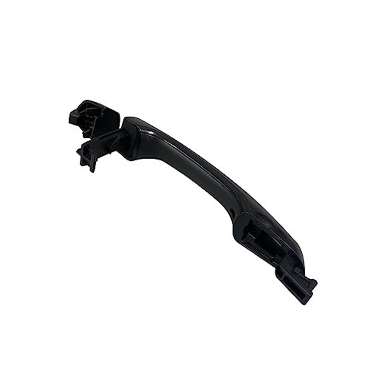 Black exterior door handle with inner mounting clips and recessed handle opening