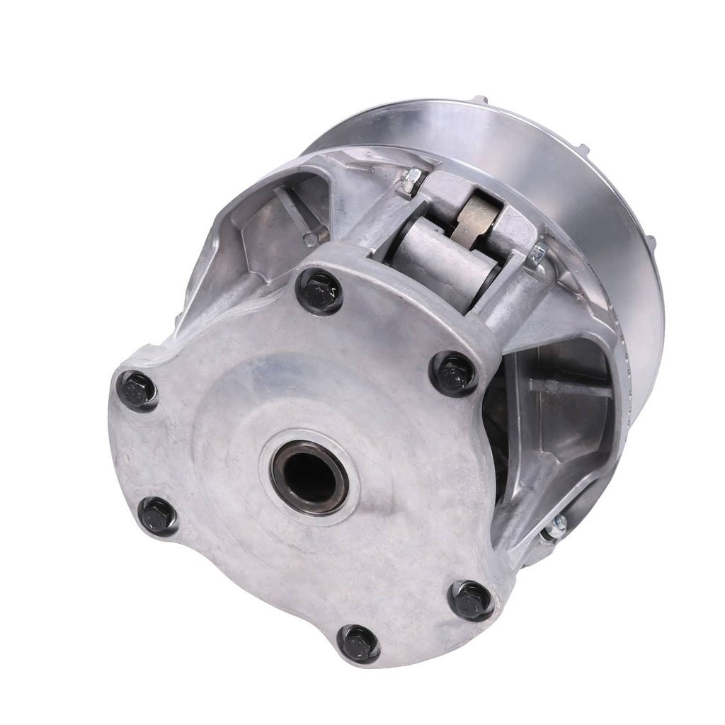 Front view of metal drive clutch assembly with bolt holes and central bearing bore