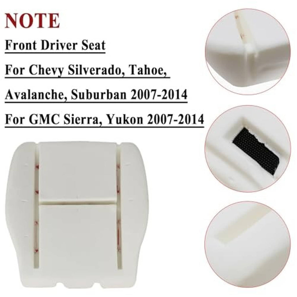 Cream front driver seat cushion cover and foam insert with snap-fit mounting points