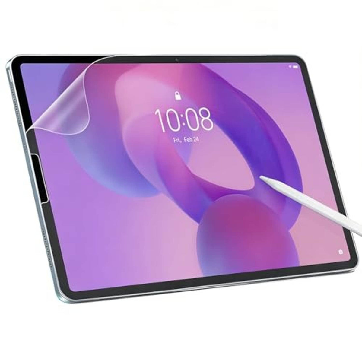 Transparent PET tablet screen protector, clear film with stylus-ready surface