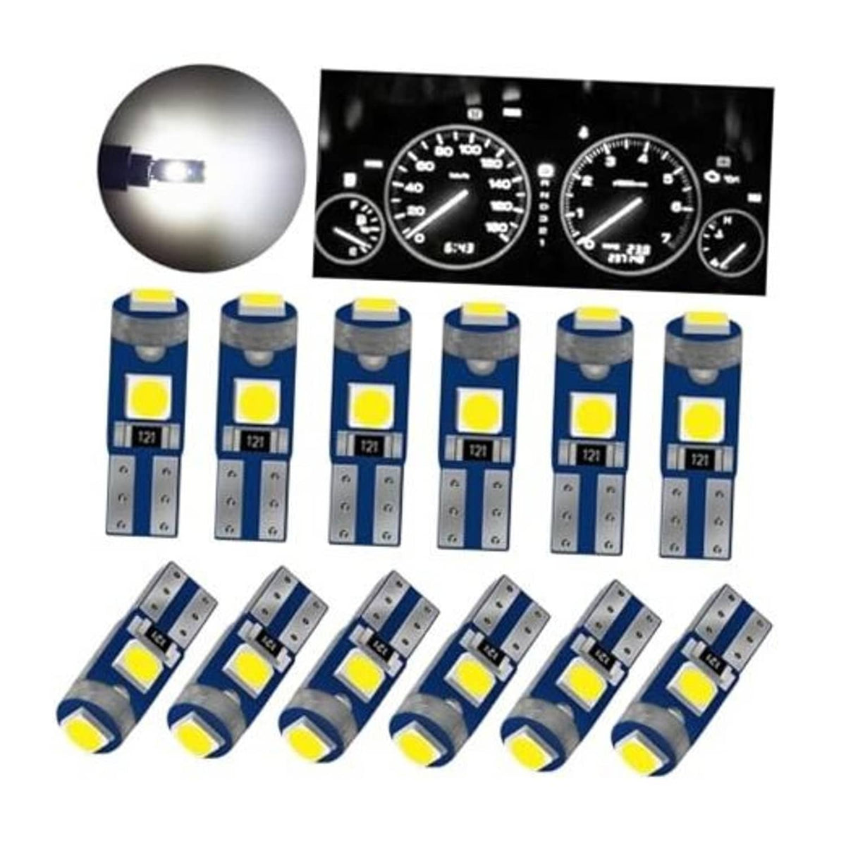 T5 LED replacement bulb with blue base and yellow LED chip, bright white light