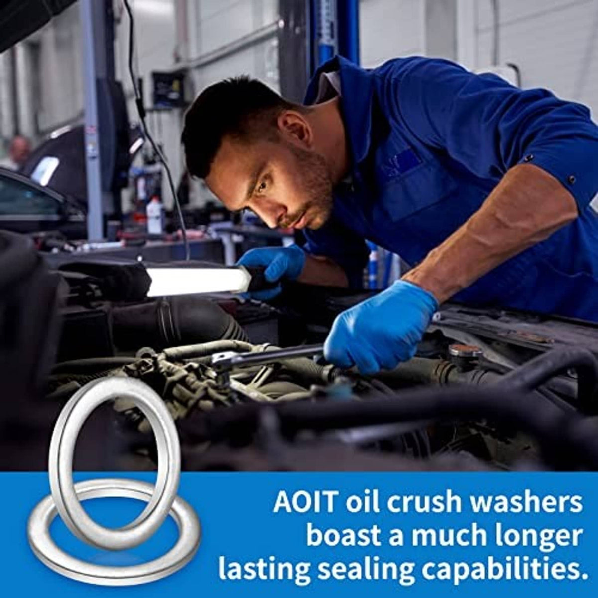 Transmission fluid drain plug crush washer seal, two silver aluminum sealing washers