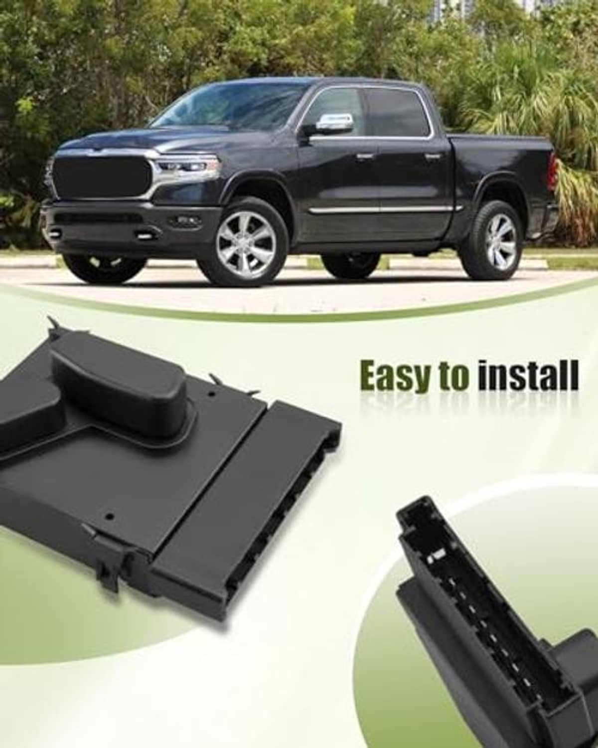 Black power seat switch control module with lever, mounting tabs, and connector socket