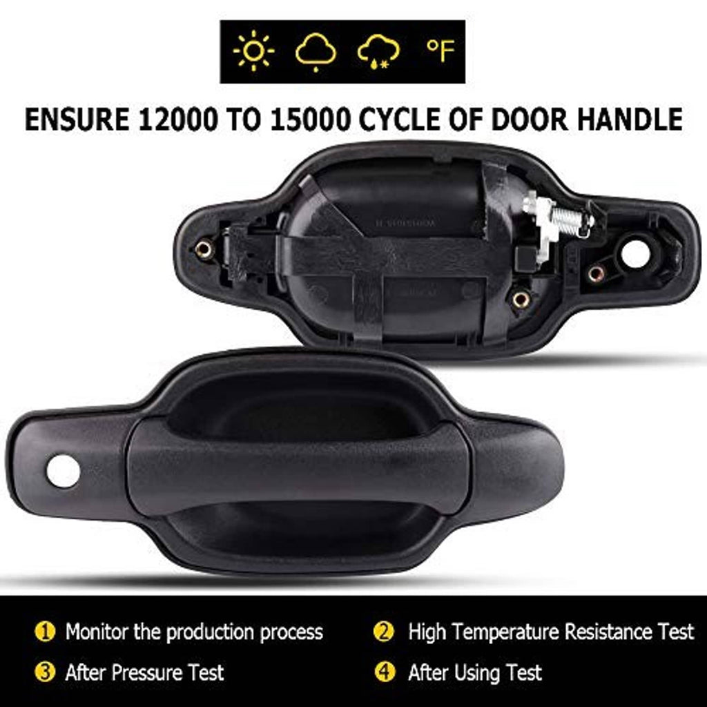 Exterior door handle set with detached interior housing and dark outer grip