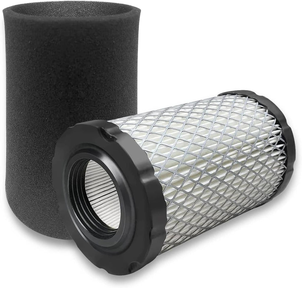 Foam air filter pre-cleaner with plastic inlet base, black and gray