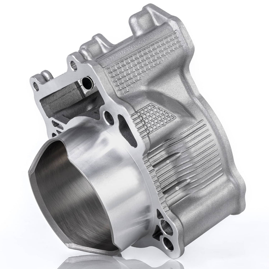 Aluminum cylinder block top end with large bore opening and side mounting flanges
