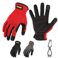 Red and black high performance work gloves with padded knuckles and stitched palm