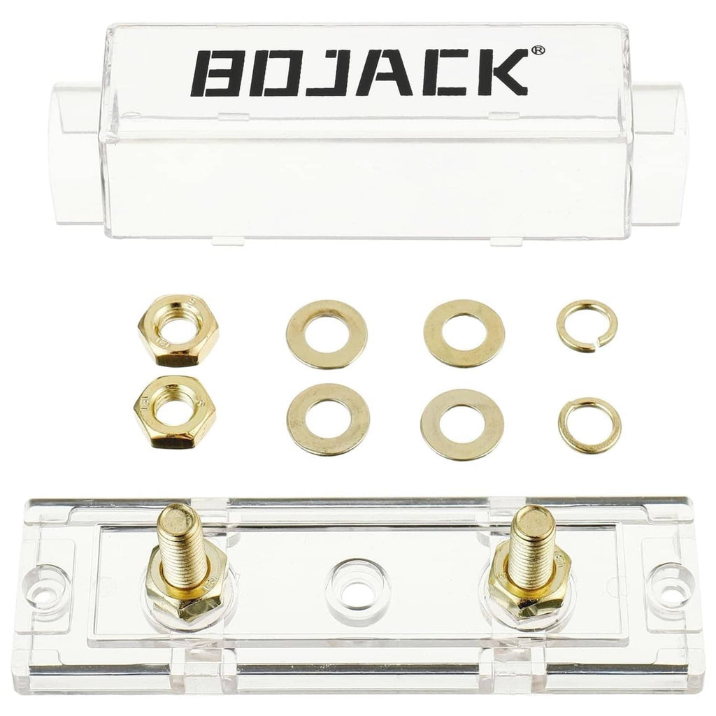 ANL fuse holder kit with clear base, two gold studs, and spare washers