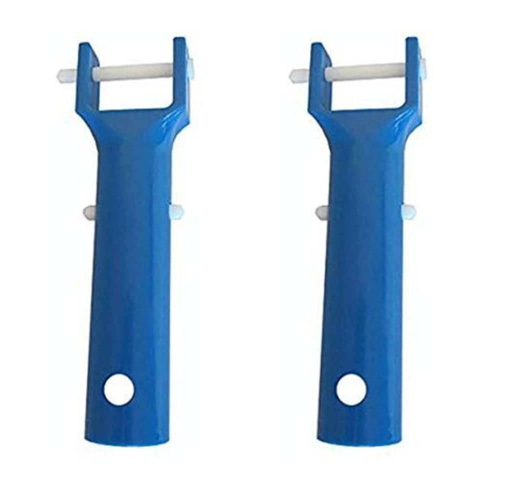 Blue pool vacuum handle replacement kit with V-clip and pin, front view