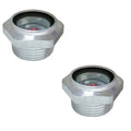 Silver 3/4 in NPT air compressor oil sight glass with black ring and red indicator
