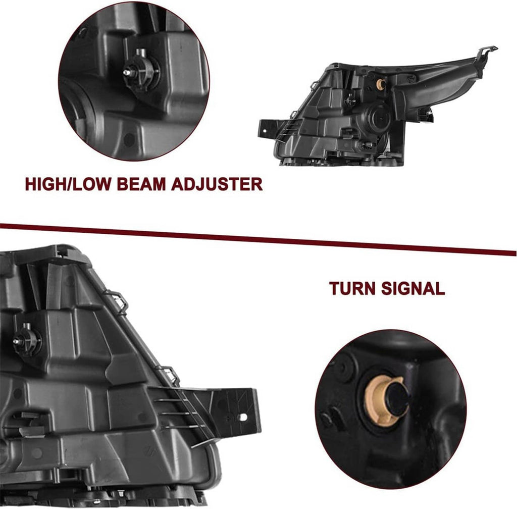 Passenger-side headlight detail showing high/low beam adjuster and turn-signal