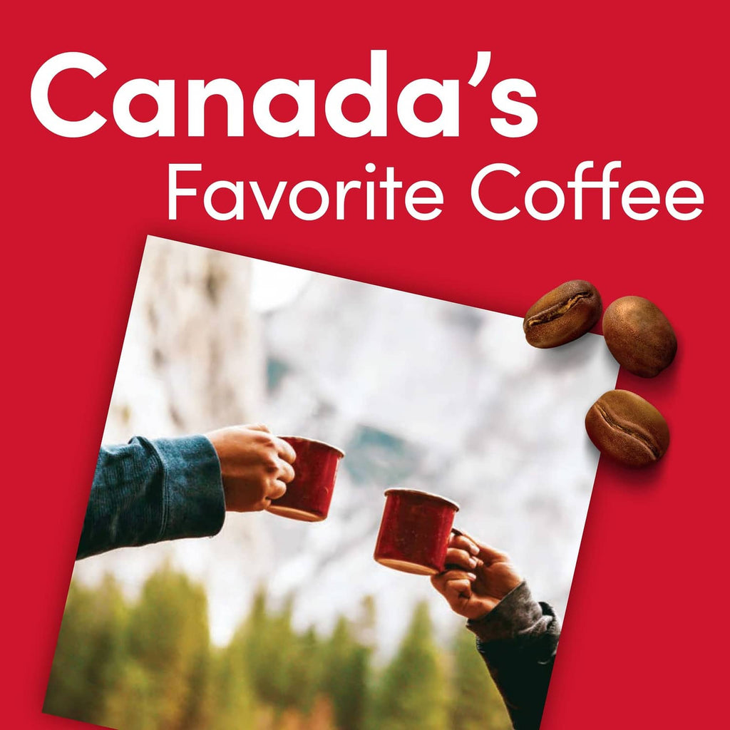 Tim Hortons dark roast coffee promo with hands holding mugs and coffee pour