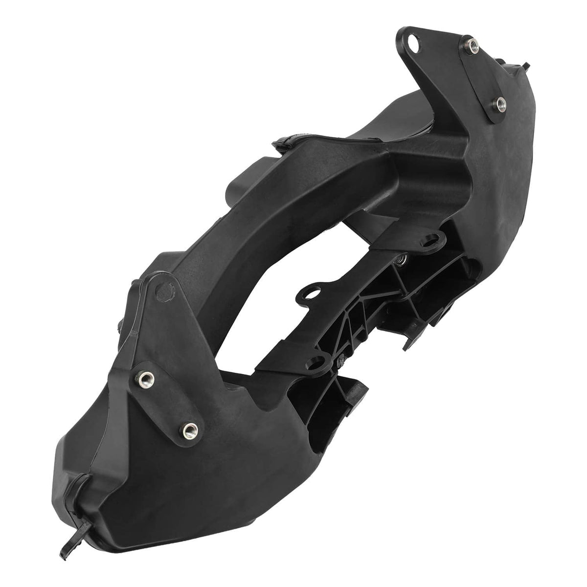 Black ABS front upper fairing bracket stay with side mounting brackets and bolt holes