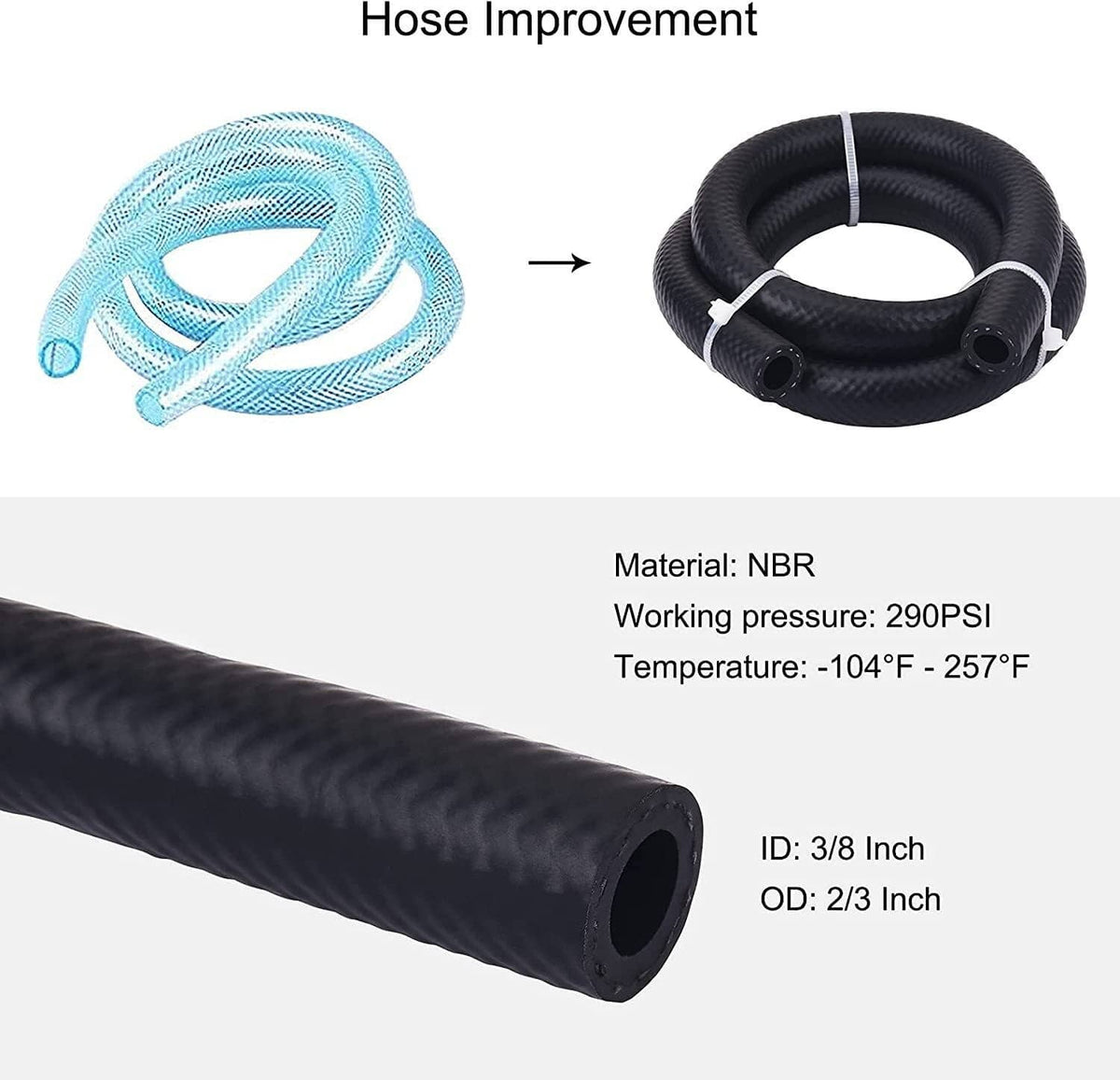 NBR fuel hose with black oil catch can breather filter assembly