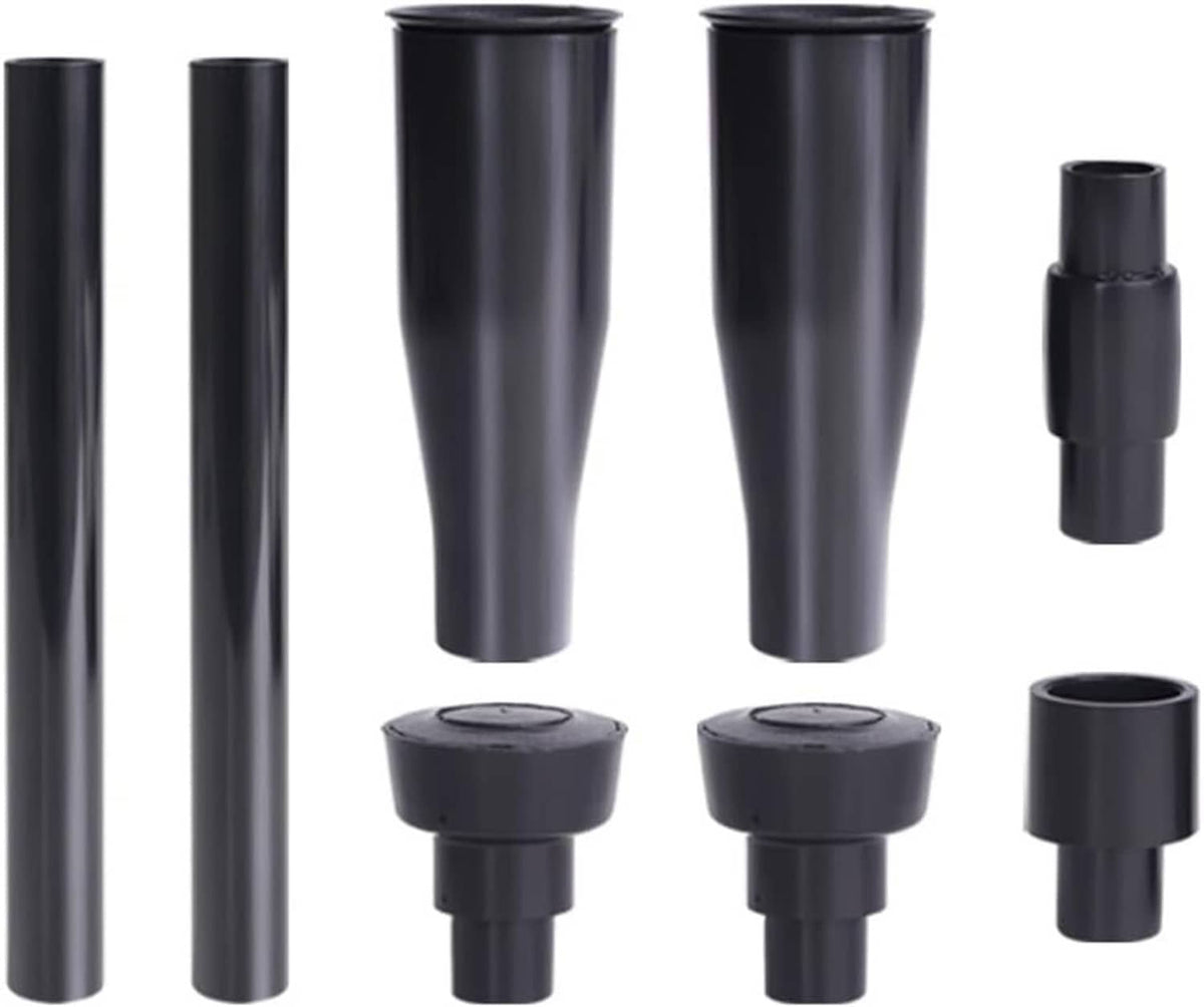 Assorted dark gray fountain nozzle tubes with outlet adapters and spray tips