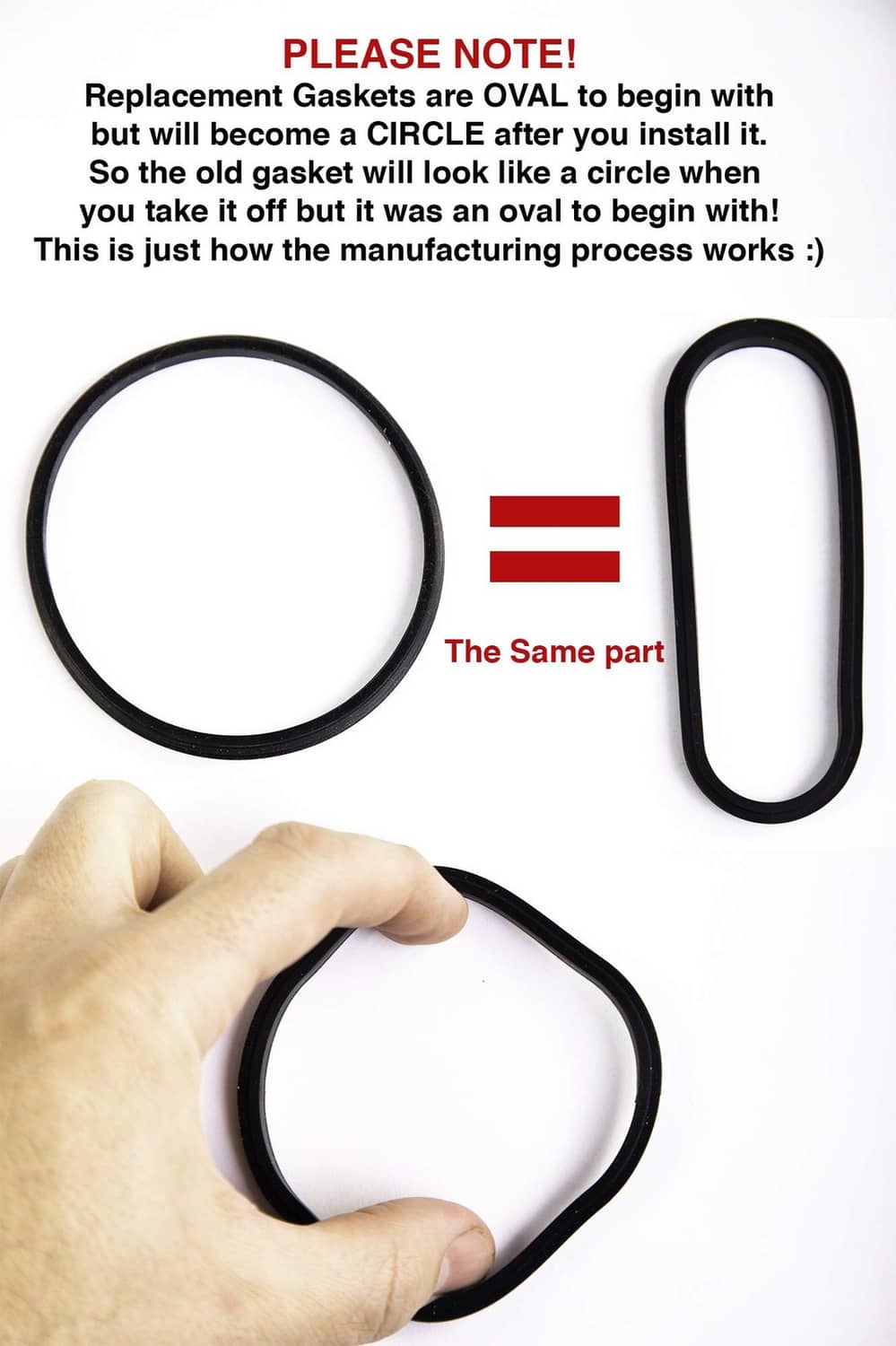Black rubber gasket seal rings shown in a hand for replacement