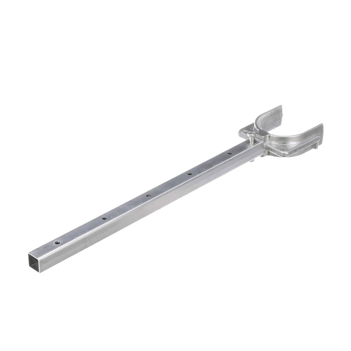 Adjustable transom saver bar with side-mounted metal clamp bracket