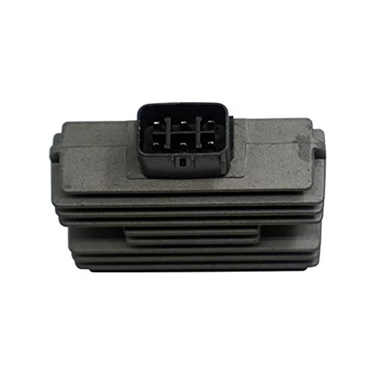Voltage regulator rectifier unit with gray casing and front electrical connector