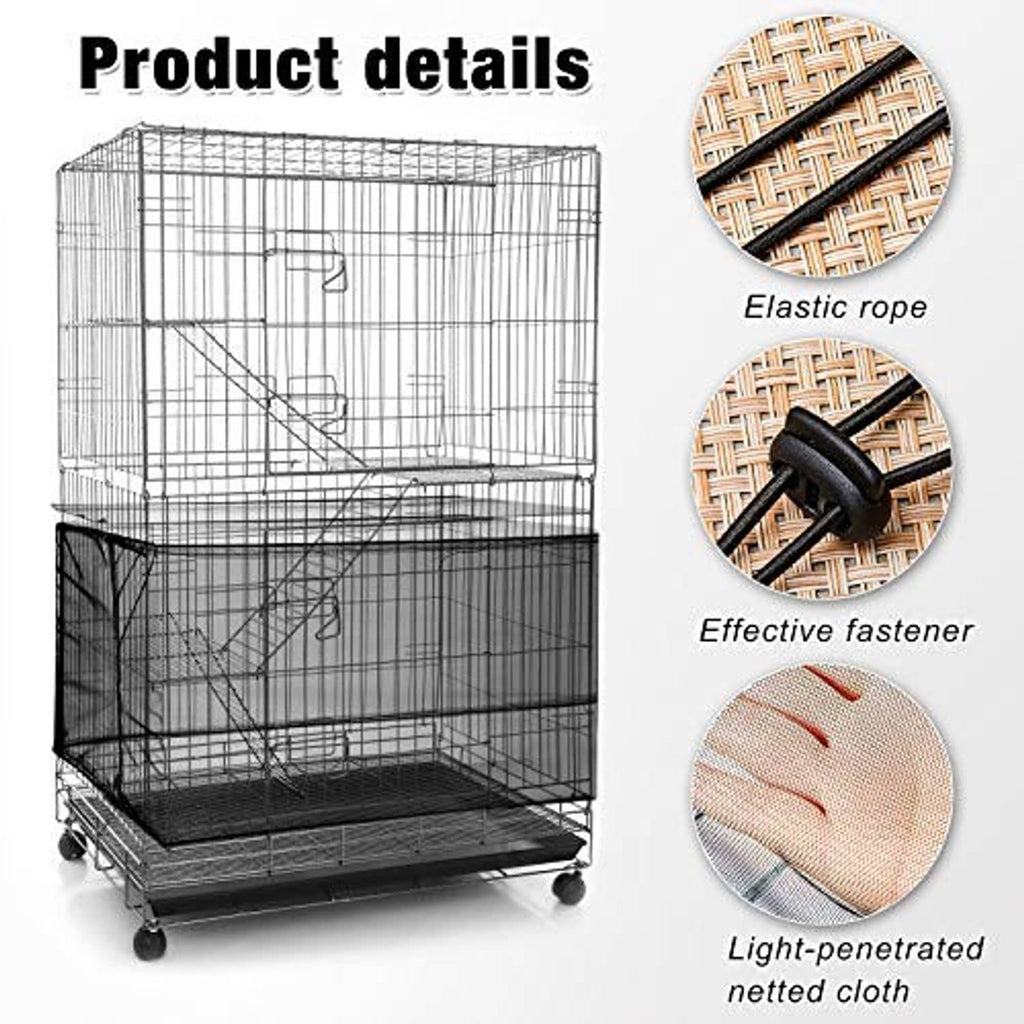 Black birdcage cover net with elastic rope and lightweight netting detail