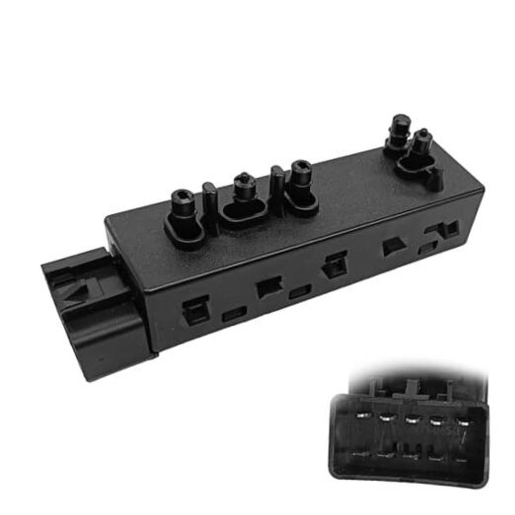 Power seat control switch module with black housing and adjustment knobs