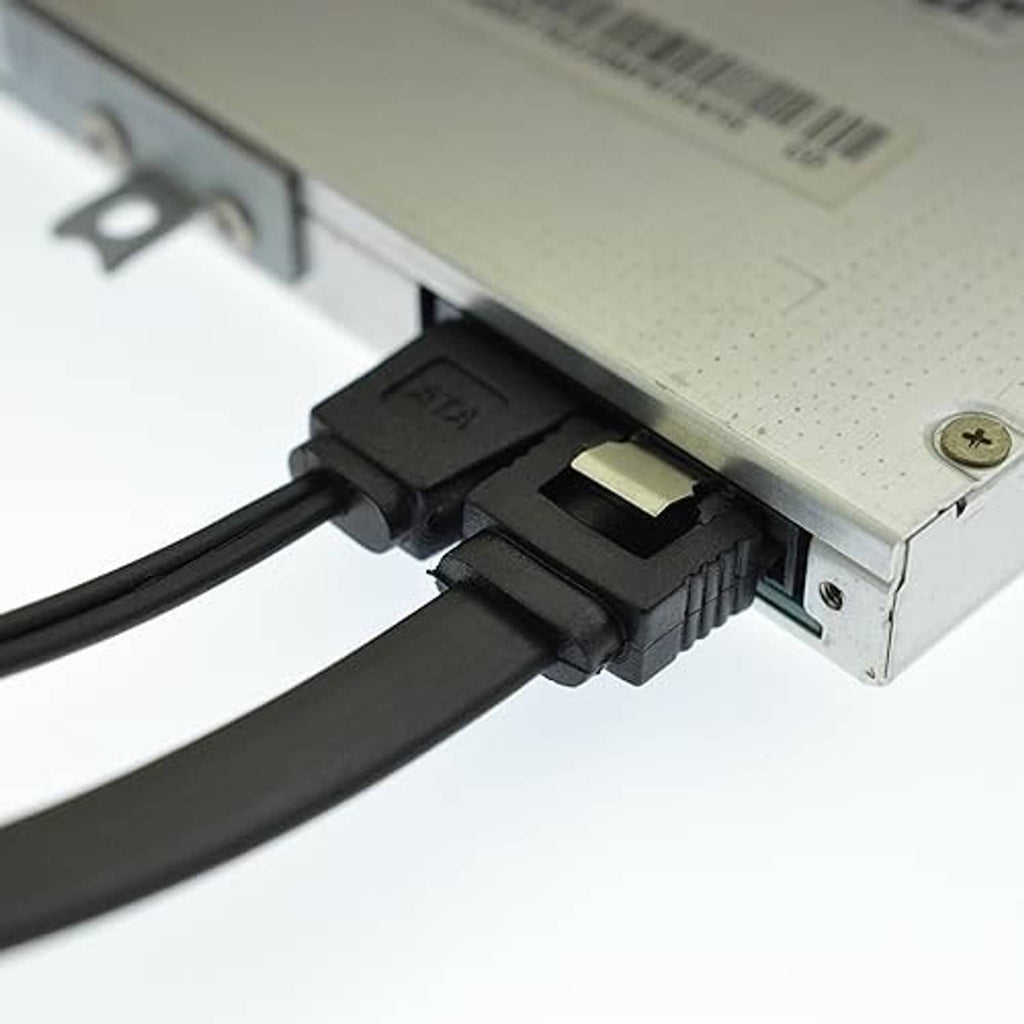 Inserted SATA power adapter connector on optical drive, 15-pin edge plug