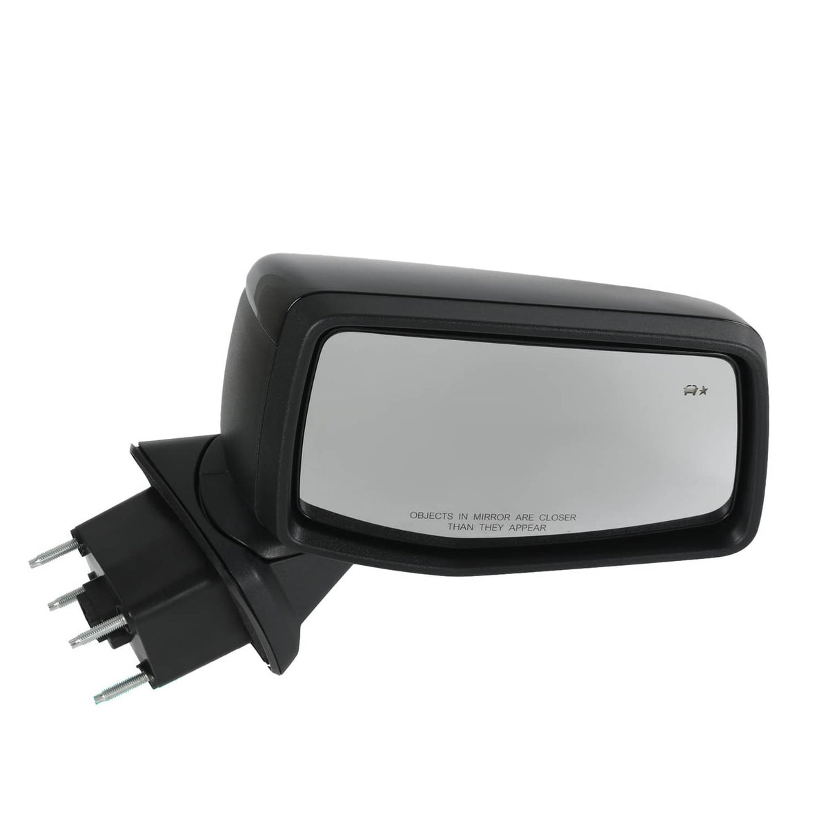 Black side mirror with clear glass and plug-in mounting bracket
