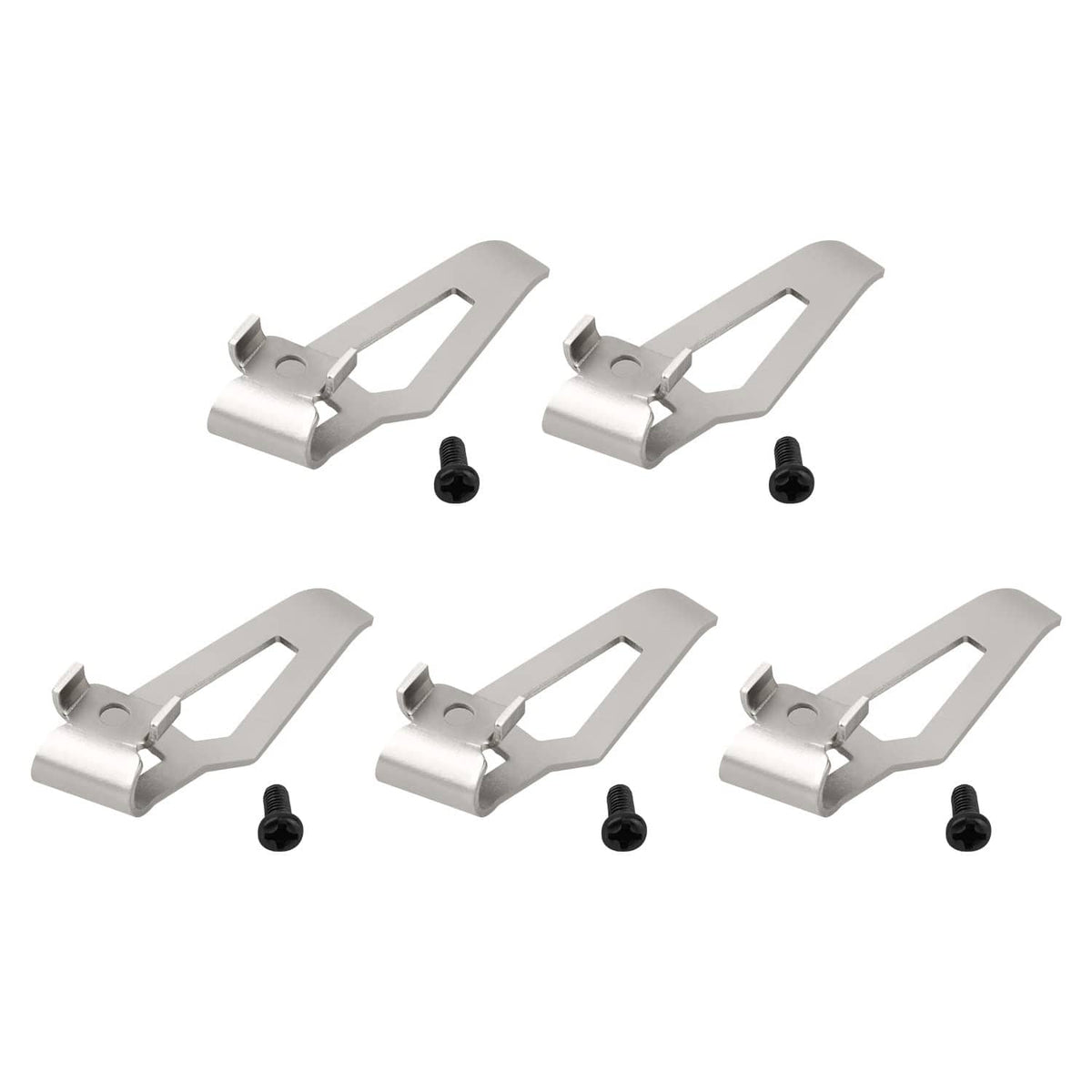 Grey belt clip assembly with multiple metal clips and black mounting screws