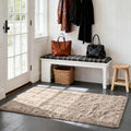 Beige fluffy shag rectangular area rug with thick textured pile, 3x5 size