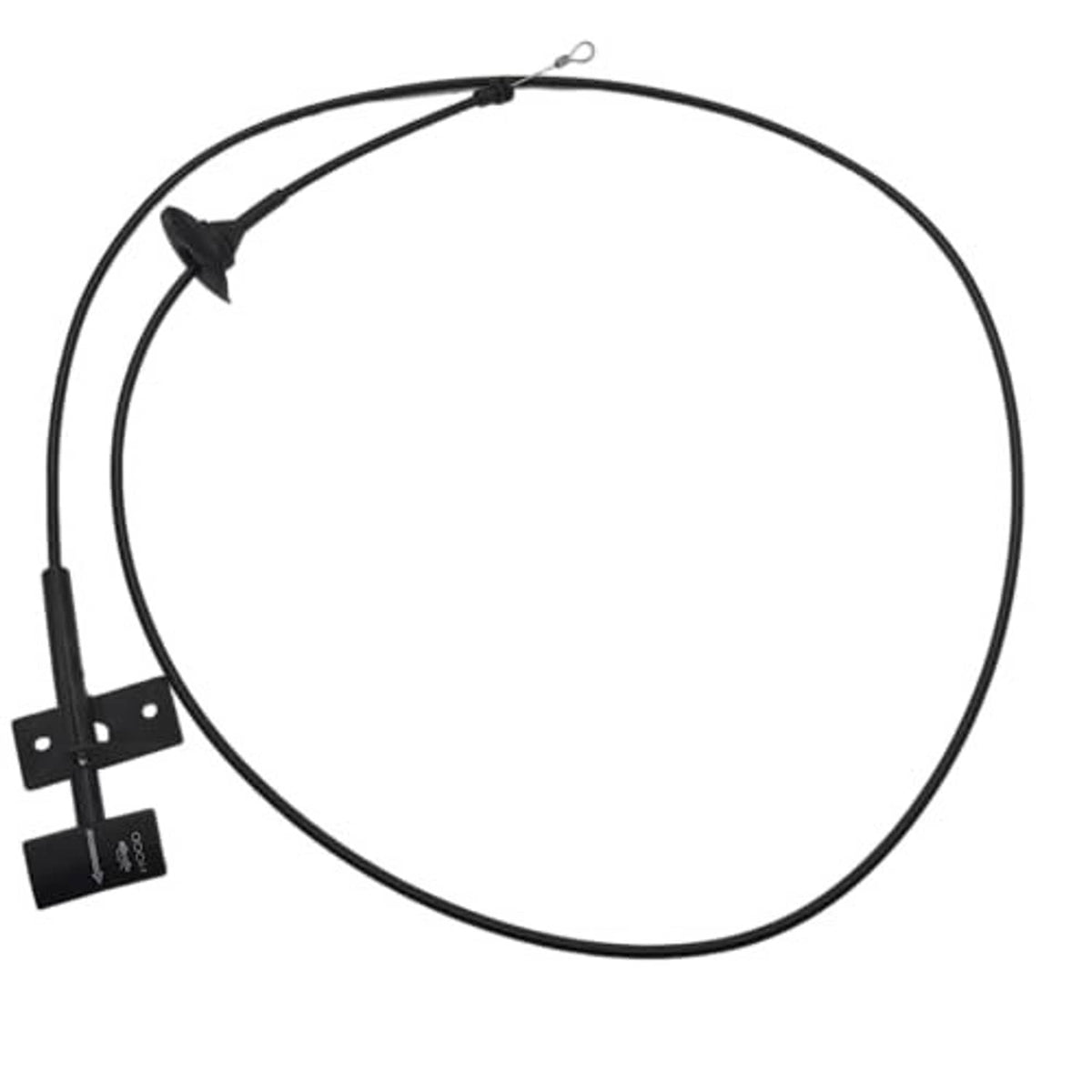 Black hood release cable with handle knob and mounting brackets