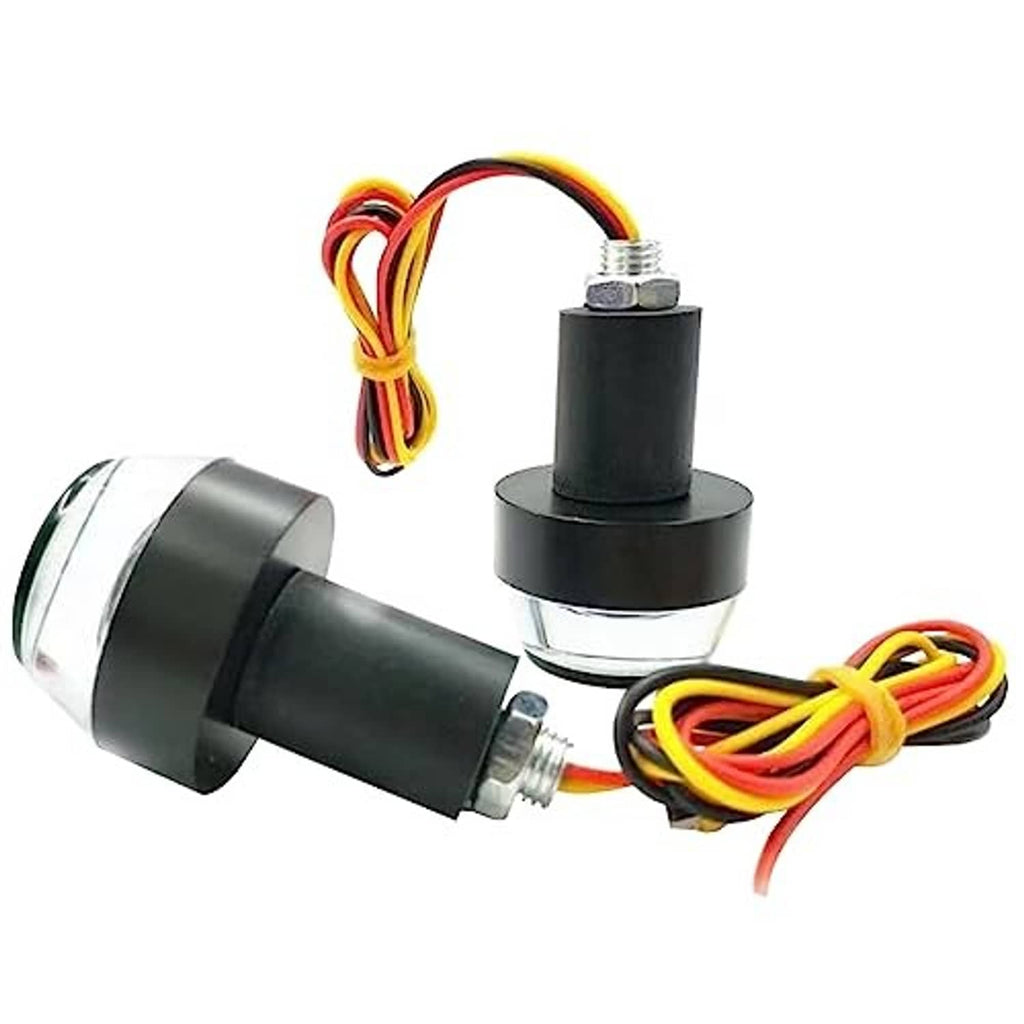 Motorcycle handlebar end LED indicator lights with wiring harness and clear lens